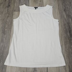 Talbots White Sleeveless Tank Top 100% Cotton Women's XS Neutral Basics Casual
